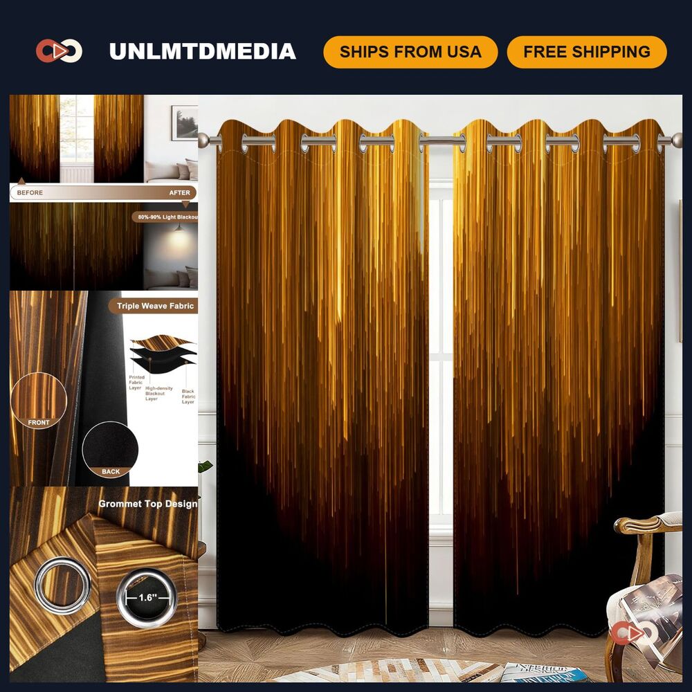 Ombre Blackout Curtains 84" Long, Thermal Insulated Drapes, Grommet Top, 2 Panel